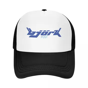 Винтажный логотип Bjork Post (Синий / Светло-голубой) Бейсболка Trucker Hat западные шляпы Косплей Шляпы Мужская Шляпа Роскошная Женская