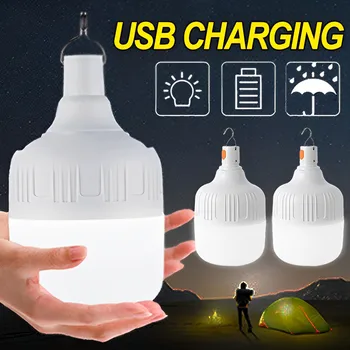 USB Перезаряжаемая светодиодная лампа Портативный аварийный фонарь для палатки на открытом воздухе, лампы для рыбалки, кемпинга, лампы для освещения садового крыльца