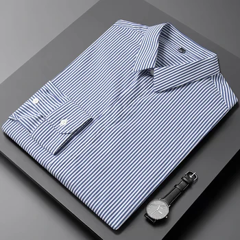 Мужские деловые рубашки высокого качества с длинным рукавом/Мужская приталенная модная деловая офисная рубашка/Мужская Повседневная рубашка в полоску M-3XL