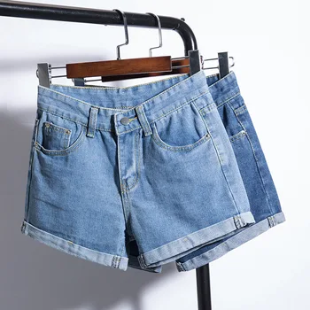 Винтажные шорты Женские джинсовые Летние Базовые Простые с высокой талией для отдыха, женская уличная одежда, классика