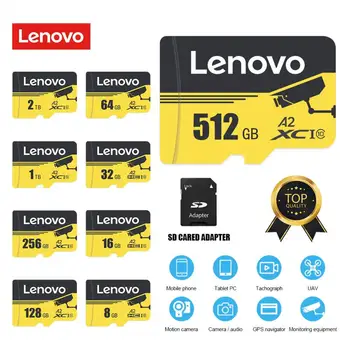 Lenovo Подлинная Флэш-память SD-Карта 256 ГБ Micro TF / SD-карта 128 ГБ TF-карта 512 ГБ Карта памяти 2 ТБ 1 ТБ Адаптер Для Планшета / мобильного телефона