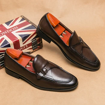 Мужские лоферы, деловые туфли-оксфорды ручной работы из Италии, модные кожаные туфли, Новая свадебная обувь для мужчин, оригинальные высококачественные туфли-дерби