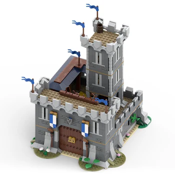 MOC Креативный Европейский средневековый замок рыцаря Льва, модель с видом на улицу, Собранные кирпичи, строительные блоки, Игрушки для детей, подарки
