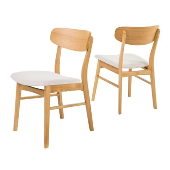 Обеденный стул из ткани Noble House Harper, комплект из 2-х, светло-бежевый, обеденный стул из натурального дуба