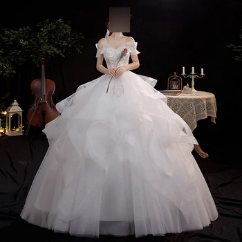 Элегантное бальное платье, женские свадебные платья, аппликации, свадебные платья с открытыми плечами, вечернее платье Noiva robe de mariée