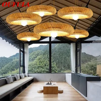 Современная подвеска из бамбукового плетения OUFULA в стиле Лофт в индустриальном стиле Интернет-кафе-ресторан Hot Pot Shop Люстра