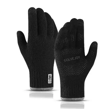 Зимние мужские вязаные перчатки с сенсорным экраном, высококачественные мужские варежки, утепленные Теплые однотонные мужские деловые перчатки, осень
