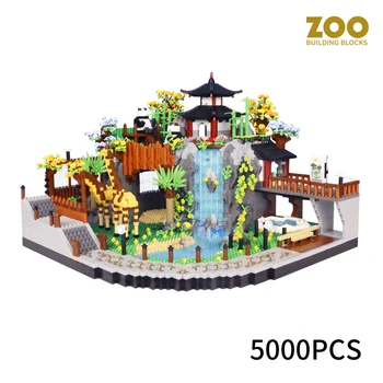 4800шт Набор строительных блоков зоопарка с пандой, Сделай сам, Собери модель зоопарка животных, Комплект кирпичей, Украшение домашнего стола в парке дикой природы, Подарки для детей
