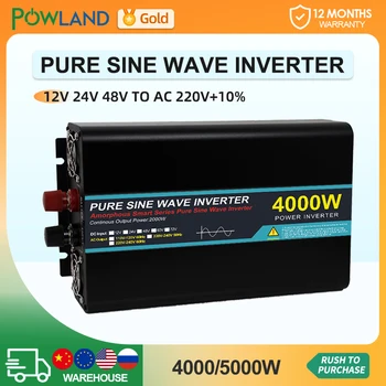 POWLAND 4000W 5000W Power Inverter12V 24V DC To AC 230V 50hz Чистый Синусоидальный Преобразователь Частоты Солнечный Автомобильный Инвертор Tansformer