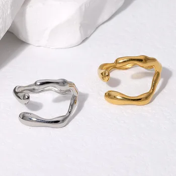 Модные женские кольца из нержавеющей стали Geometry Sense с перекрестной текстурой, открытые ювелирные изделия