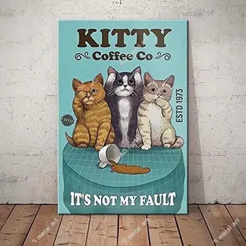King Cat Coffee Ретро Металлическая Жестяная Вывеска Винтажная алюминиевая Вывеска для домашнего Кофе Декор стен Плакаты с Кошачьими знаками