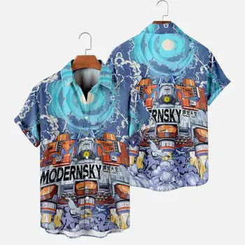 Летние гавайские рубашки с Небесным Телом, винтажные мужские топы с 3D принтом, мужская пляжная рубашка с коротким рукавом, модная одежда Ropa Hombre