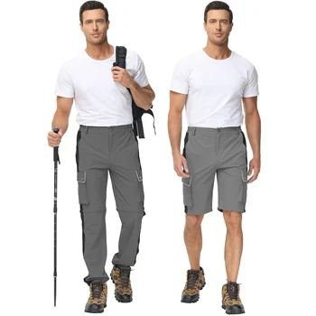Мужские водонепроницаемые брюки-карго Ripstop, мужские трансформируемые походные брюки, съемные легкие быстросохнущие уличные брюки