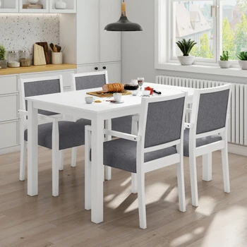 Обеденный стол из 5 предметов С обеденными стульями с мягкой обивкой, прочный, легко собирается, подходит для кухни ресторана