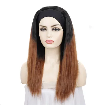 Парики с длинными прямыми и вьющимися волосами, дышащие парики с повязкой на голову, двухцветный женский парик, новая модная прическа
