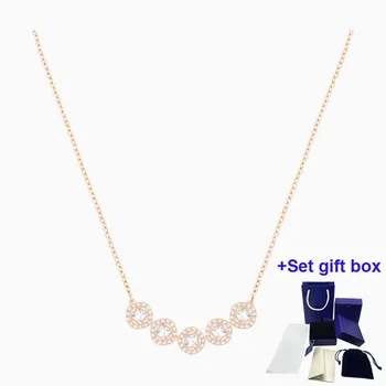 S Высококачественное Ювелирное Ожерелье из Кристаллов Розового Золота с Оригинальной Гравировкой, Ювелирные Подарки для Женщин, Мода, Роскошь