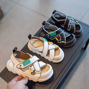 Летняя новая модная пляжная обувь Baotou для мальчиков с защитой от ударов, детские легкие повседневные сандалии