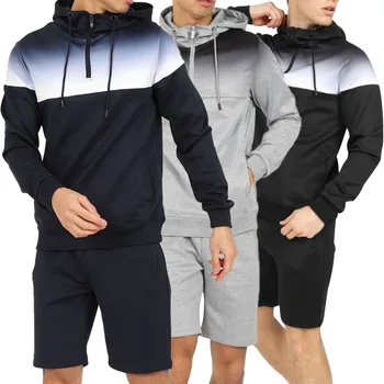 Мужские толстовки с длинным рукавом и короткие спортивные штаны, комплект из мужской толстовки и шорт, спортивный костюм