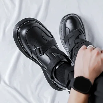 Мужская мода в британском стиле, оригинальная кожаная обувь, черная трендовая обувь на платформе, платье для выпускного вечера, брендовые дизайнерские кроссовки, мужская обувь