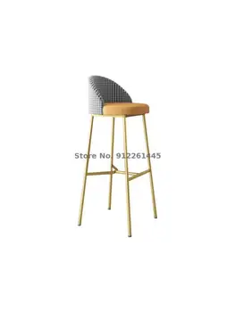 Легкий роскошный барный стул, современный простой домашний барный стул, барный стул в скандинавском стиле, барный стул с сетчатой красной модной спинкой, высокий стул