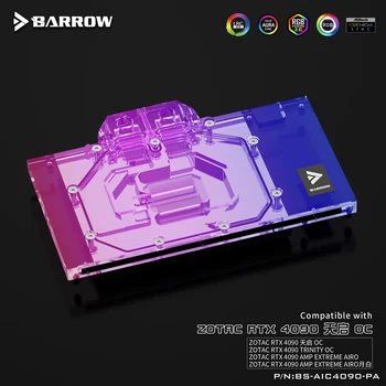 Охладитель воды BARROW для ZOTAC GeForce RTX 4090 Trinity OC/AMP Extreme AIRO/Видеокарты GPU с Медным Охлаждающим Блоком ARGB BS-AIC4090-PA