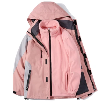 Съемная плюшевая толстая водонепроницаемая куртка, женская ветровка для пеших прогулок, кемпинга, треккинга, альпинизма, уличного дождевика Softshell, верхней одежды