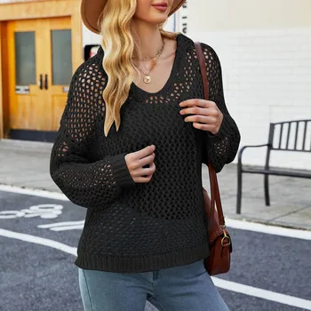 Y2K, вязаный пуловер в готическом стиле, свитер, Перспективный халат большого размера, футболка с длинными рукавами, уличная одежда, свободный топ