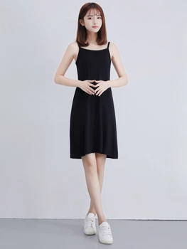 Тонкое платье, модальные повседневные длинные мягкие платья на подтяжках, Свободная прозрачная Внутренняя юбка, Корейский модный женский сарафан
