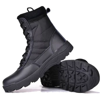Новые мужские ботинки, мужские повседневные высокие мужские ботинки на шнуровке, зимние ботинки, противоскользящие ботильоны, армейская рабочая обувь, походная обувь
