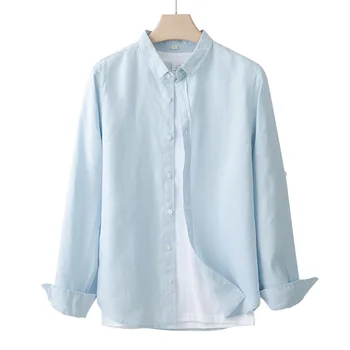 Рубашка мужская льняная рубашка с квадратным вырезом и длинными рукавами, повседневная льняная рубашка, кардиган