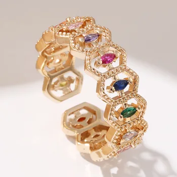 Новый тренд Открытое кольцо с натуральным цирконом для женщин Свадебные украшения роскошного качества Свадебные кольца Высококачественные повседневные украшения