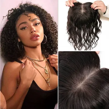 14-дюймовый боб из натуральных черных кудрявых человеческих волос, шелковый топ, парик для женщин, Сменная шелковая основа, вьющиеся волосы с зажимами для меньшего количества волос