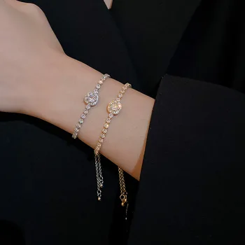 Квадратный браслет со стразами, женские простые роскошные Регулируемые браслеты, Элегантные свадебные украшения ручной работы