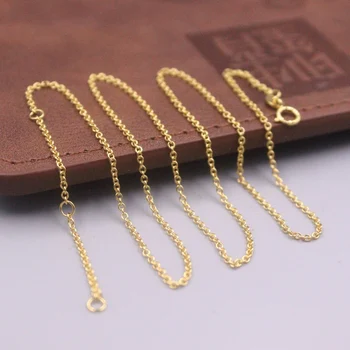 Женская цепочка из чистого желтого золота 18 Карат Lucky 1,1 мм O-образное ожерелье 45 см/2,6-2,8 г