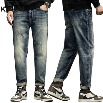 KSTUN Джинсовые брюки свободного кроя, мужская Стрейчевая уличная одежда, шаровары, Мешковатые Модные карманы, Синие мужские брюки, Модный джинсовый бренд 2023 года.