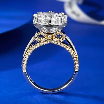 2023 Новое кольцо из стерлингового серебра S925 пробы с 3-каратным бриллиантом с высоким содержанием углерода с бантиком и золотым когтем в элегантном наборе