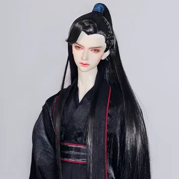 Модные волосы куклы SD/BJD, 1/3 Бело-черного трехконечного ручного крючка, древний длинный парик для укладки, бесплатная доставка товаров