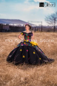 Традиционно Мексиканские Платья Charro Quinceanera С открытыми плечами И Корсетом С Цветочной Вышивкой Vestido pra festa de 15 anos debutante