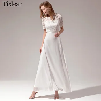 Свадебные платья TIXLEAR Для женщин, классические Кружевные аппликации трапециевидной формы, Разрез по бокам, Короткие рукава, Сшитые на заказ, Роскошные Vestidos De Novia