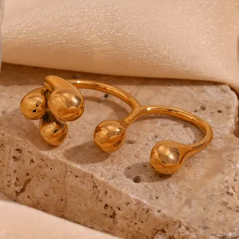 Креативные бусины из нержавеющей стали, Открывающее кольцо на два пальца для женщин, Простая стильная текстура, украшения для пальцев, Водонепроницаемые