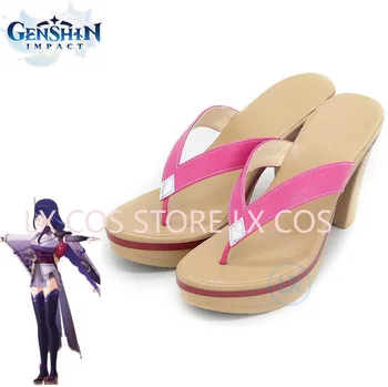 Аниме Горячая игра Genshin Impact Raiden Shogun Обувь Baal Custom 33-48 Размер, Унисекс, обувь для косплея, Сандалии, тапочки на толстом каблуке