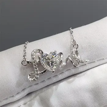 Классический тестер бриллиантов из стерлингового серебра 925 пробы, бриллиантовая огранка, 1 карат, Подвеска с муассанитом D-цвета в виде сердца, ожерелье, женские украшения