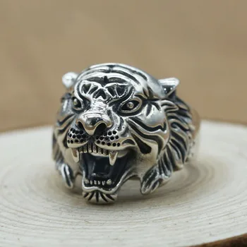 Новое кольцо Тигра с преувеличенным гневом, Винтажные кольца в форме животных для мужчин, уличная мода в стиле хип-хоп, Металлические аксессуары, крутые украшения