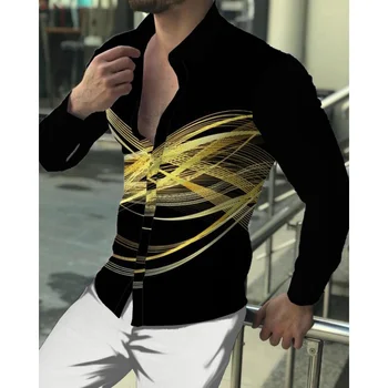 Персонализированная модная мужская весенне-осенняя рубашка с цифровым принтом, облегающая рубашка для отдыха и развлечений 2023 года.