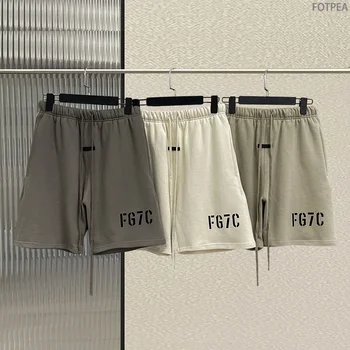 Летние мужские шорты первой необходимости 2023 года, 7-я коллекция, высококачественные шорты с логотипом FG7C Flocking, свободные хлопковые спортивные шорты в стиле хип-хоп