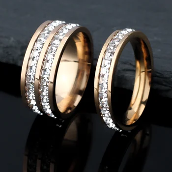 Роскошные кольца из нержавеющей стали с цирконием цвета Розового золота Для женщин и мужчин, очаровательные ювелирные изделия для помолвки, пары подходящих вещей