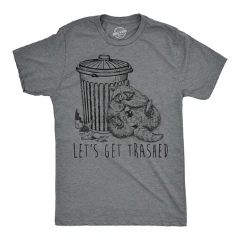 Мужская футболка Lets Get Trashed с забавным Енотом Из мусорного бака Для питья Для парней