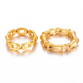 Стильное кольцо-цепочка из нержавеющей стали с Золотым кольцом на пальце, простые модные ювелирные изделия для женщин