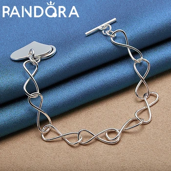 RAIVDQRA Серебряный Браслет-цепочка с подвеской в виде сердца из серебра 925 пробы Для женщин, мужчин, модные ювелирные аксессуары, Подарок для любителей шарма