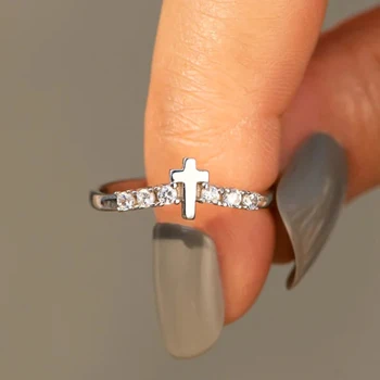 CAOSHI Fashion Design Крест-кольцо Для женщин, повседневные украшения для пальцев с блестящим цирконием, аксессуары для пальцев серебристого цвета